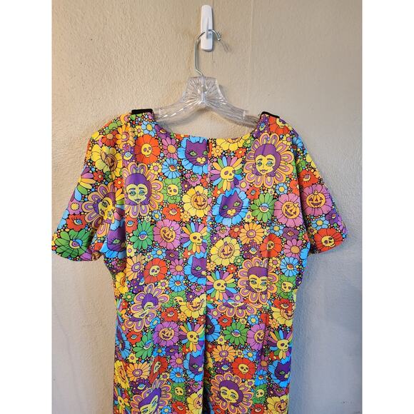 Floral Multicolor Dress with Black Collar - Picture 3 of 12